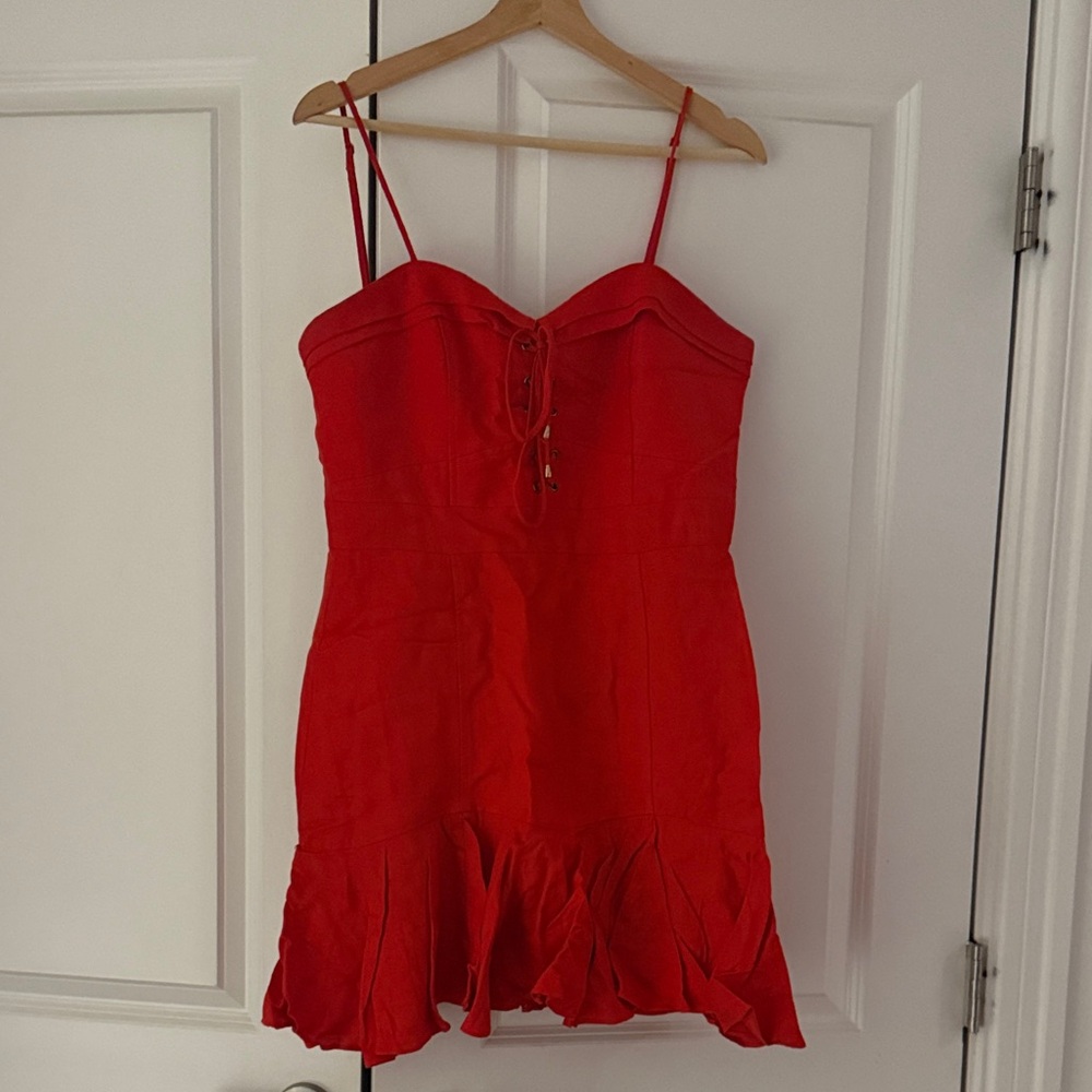 Ever New Fiery Red Lace-Up Bodice Dress